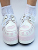 Chaussures lolita belles blanc imprimé coeur plate-forme Déguisements Halloween