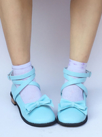 Chaussures lolita belles bleu avec noeud à talons épais Déguisements Halloween