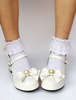 Chaussures lolita belles en Synthétique blanc à talons épais Déguisements Halloween