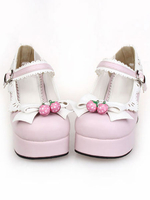 Chaussures lolita belles rose à bout rond Déguisements Halloween