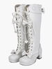 Chaussures Lolita Bottes à talon trapu en Synthétique blanches avec bande et nœud de papillon Déguisements Halloween