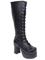 Chaussures Lolita Bottes noires à talons épais à plateforme Déguisements Halloween