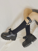 Chaussures Lolita Bout rond noir en cuir PU Pompes Lolita Chaussures