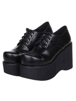 Chaussures Lolita dentelle de haute qualité en cuir noires Synthétique Déguisements Halloween