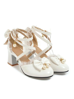 Chaussures Lolita douces à lacets en dentelle avec lacets et chaussures à talons hauts Déguisements Halloween