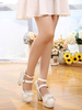 Chaussures Lolita Douces Rivets métalliques Bow Strappy Buckle Platform Chunky Chaussures à talons hauts Lolita Déguisements Halloween