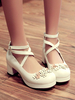 Chaussures Lolita doux Fleurs à bout rond en cuir Synthétique Lolita pompes Déguisements Halloween