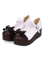 Chaussures Lolita en Synthétique à plateforme bicolore avec nœud perlé et chaussures Déguisements Halloween