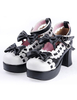 Chaussures Lolita en Synthétique noires à talon épais avec nœuds Déguisements Halloween