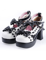 Chaussures Lolita en Synthétique noires à talon épais avec nœuds Déguisements Halloween