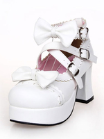 Chaussures lolita exquises avec noeud à bout rond Déguisements Halloween
