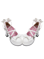 Chaussures lolita exquises en Synthétique blanc à talons épais Déguisements Halloween