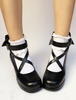 Chaussures lolita exquises noir unicolore à talons épais Déguisements Halloween