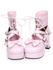 Chaussures lolita exquises rose avec noeud plate-forme Déguisements Halloween