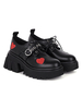Chaussures Lolita gothique Noir Toile ronde Pu cuir PU Coeur Pumita Pompes Lolita