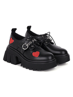 Chaussures Lolita gothique Noir Toile ronde Pu cuir PU Coeur Pumita Pompes Lolita