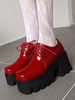 Chaussures Lolita gothiques à bout rond en cuir PU à bout rond