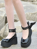 Chaussures Lolita gothiques Black Wings en cuir Synthétique Déguisements Halloween