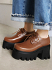 Chaussures Lolita gothiques café marron en cuir PU bout rond chaussures lolita décontractées"idiennes