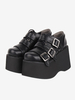 Chaussures Lolita gothiques Chaussures Lolita en cuir PU à lacets noirs