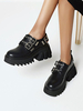 Chaussures Lolita gothiques en cuir PU noir à bout rond Chaussures Lolita