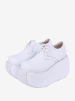 Chaussures Lolita gothiques Escarpins Lolita à talons compensés en cuir PU blanc