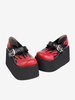 Chaussures Lolita gothiques Escarpins Lolita en cuir PU à lacets noirs
