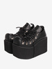 Chaussures Lolita gothiques Œillets blancs Escarpins Lolita à talons compensés en cuir PU