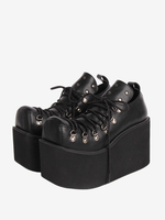 Chaussures Lolita gothiques Œillets blancs Escarpins Lolita à talons compensés en cuir PU