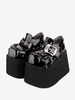 Chaussures Lolita gothiques Œillets noirs Escarpins Lolita à talons compensés en cuir PU