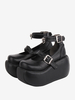 Chaussures Lolita Gothiques Oeillets Noirs Cuir PU Talon Compensé Chaussures Lolita