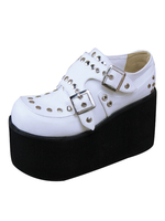 Chaussures lolita gothiques rivets à plateforme plate Pompes lolita punk en cuir Synthétique Déguisements Halloween