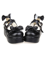 Chaussures lolita noires à plate-forme avec noeud Déguisements Halloween