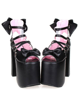 Chaussures lolita noires à talon haut et plate-forme Déguisements Halloween