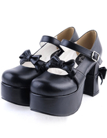 Chaussures Lolita noires à talon épais à plate-forme Déguisements Halloween