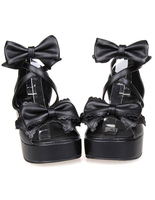 Chaussures lolita noires avec noeuds Déguisements Halloween