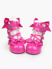Chaussures Lolita roses douces avec nœuds papillons Déguisements Halloween