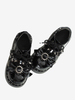 Chaussures Lolita Steampunk Avec Nœuds Noirs En Cuir PU Verni À Bout Rond