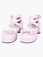 Chaussures Lolita sublimes rose à talons épais Déguisements Halloween