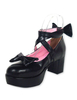 Chaussures lolita unicolores à bout rond avec nœuds Déguisements Halloween