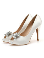 Chaussures mariée à bout ouvert à talon haut décoré de métal Chaussures femme