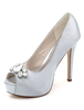 Chaussures mariée blanche en satin bout ouvert Chaussures femme cérémonie