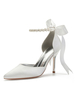 Chaussures mariée en satin bout pointu perles chaussures femme blanche à talon