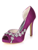 Chaussures mariée ivoire en satin bout ouvert talon haut