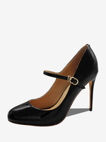 Chaussures Mary Jane à talons hauts escarpins noirs à boucle et bout rond et talon aiguille