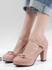 Chaussures Mary Jane roses à bout rond et talon chaton chaussures vintage