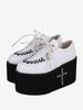 Chaussures mignonne Lolita avec rivets métalliques blancs chaussures Lolita en cuir PU à bout rond