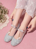 Chaussures Mignonne Lolita Roses Perles Bout Rond Pompes Lolita En Cuir PU