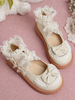 Chaussures Mignonne Lolita Volants Nœuds Chaussures Lolita À Talons Épais En Cuir PU