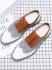 Chaussures mocassins blanches pour hommes Chaussures en cuir décontractées à glissière en cuir PU confortable
